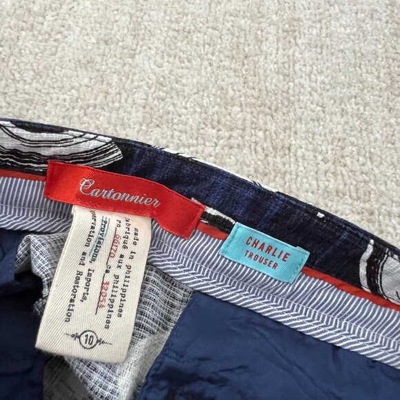 Anthropologie Cartonnier Cropped Cotton Trousers Pants 10 - Picture 2 of 9